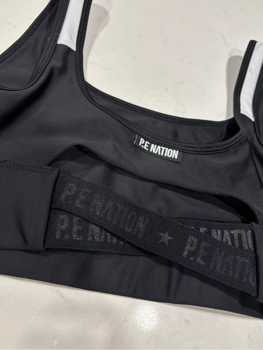 P.E Nation Black & White Racerback Sports Bra - Picture 4 of 6